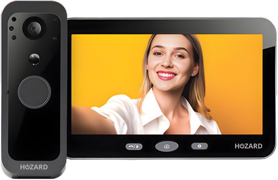 Hozard® Deurbel met Camera 32GB – WiFi + APP - Draadloze Video Deurbel Met Monitor - 5 inch IPS-Scherm