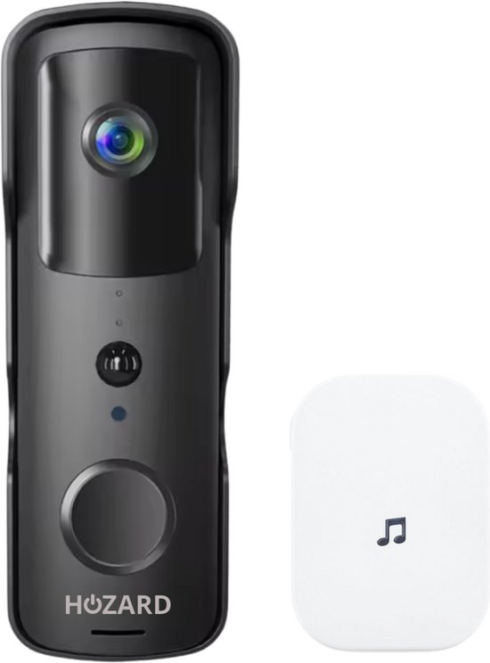 Hozard® Deurbel met Camera en DingDong - Draadloze Video Deurbel - 5200mAh - Zwart van Merkloos