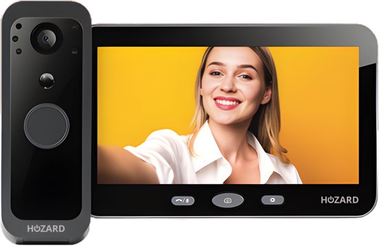 Hozard® Deurbel met camera – WiFi + APP + Bewegingsdetectie - Draadloze Video Deurbel – 32GB - 5 inch IPS-Scherm van Merkloos