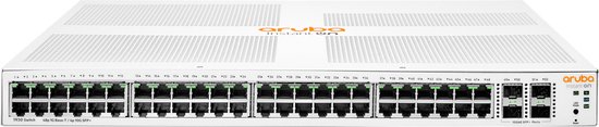 HPE Aruba Networking Aruba Instant On 1930 48G Class4 PoE 4SFP/SFP+ 370W Managed L2+ Gigabit Ethernet (10/100/1000) Power over Ethernet (PoE) 1U Wit van HPE