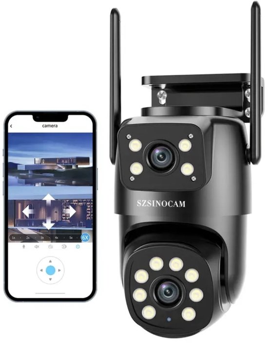 Hub Dual Bewakingscamera - Beveiligingscamera Buiten en Binnen - 4K 8mp Geheugen Kaart - 8mp Dubbel Scherm - Draadloos - AI Auto Tracking - Nachtzicht - Bluetooth van Merkloos