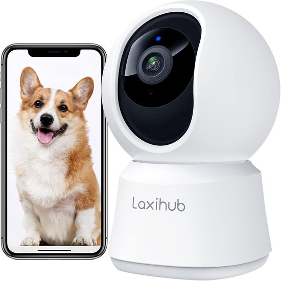 Huisdiercamera - Hondencamera met 360° Draaibaar Beeld - WiFi Camera voor Honden en Katten - Binnen Camera met Nachtzicht - Tweeweg Audio - Bewegingsdetectie - Geluidsherkenning - Baby en Huisdier Bewaking