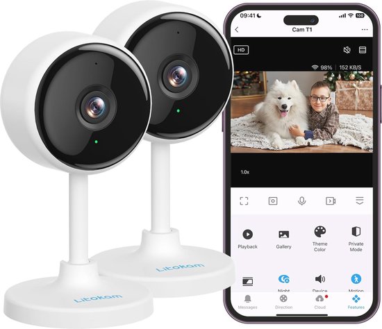 Huisdiercamera met 360° Motion Tracking en IR Nachtzicht - 1080P Draadloze Indoor Beveiligingscamera met Tweeweg Audio van Clever Dog