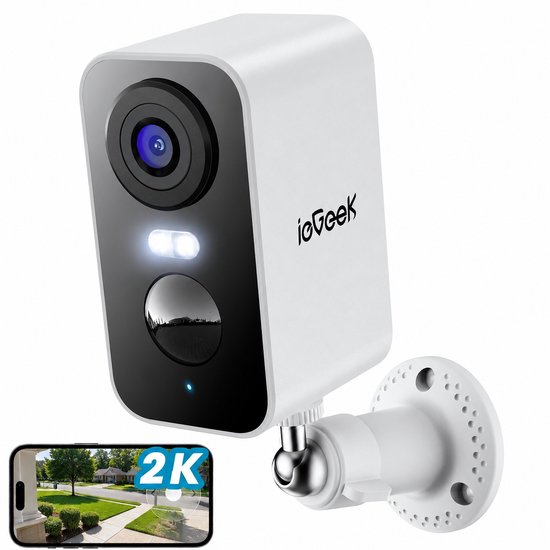 ieGeek 2K Camera Beveiliging Buiten WiFi - Bewakingscamera Voor Buiten - Beveiligingscamera Draadloos Buiten - 5200mAh batterij - Nachtzicht in kleur - IP65 - 2-Weg Audio - 2,4 GHz
