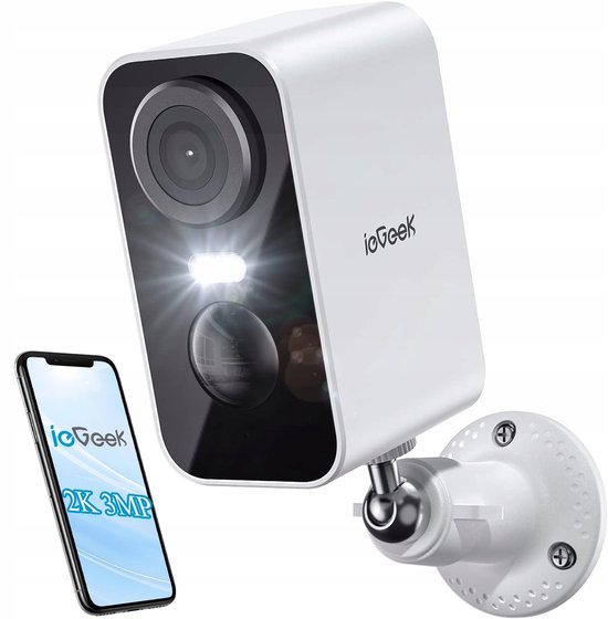 ieGeek 2K draadloze beveiligingscamera voor buiten - kleurrijk nachtzicht - CCTV-camerasystemen met oplaadbare batterij - bewegingsdetectie - sirene van ieGeek