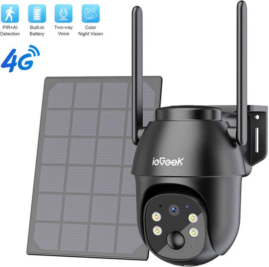 ieGeek 4G LTE Cellulaire Beveiligingscamera Solar Met SIM-kaart - Outdoor Draadloze Geen WiFi Bewakingscamera CCTV - 2K HD - Nachtzicht - PIR Bewegingsdetectie van ieGeek