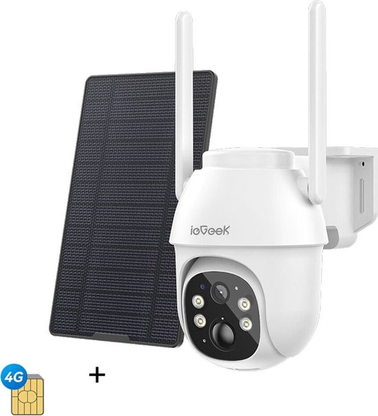 ieGeek 4G LTE Cellulaire Beveiligingscamera Solar Met SIM-kaart, Outdoor Draadloze Geen WiFi Bewakingscamera CCTV, 2K HD PTZ Nachtzicht PIR Bewegingsdetectie Melding Alarm SD & Cloud Opslag IP64 van ieGeek