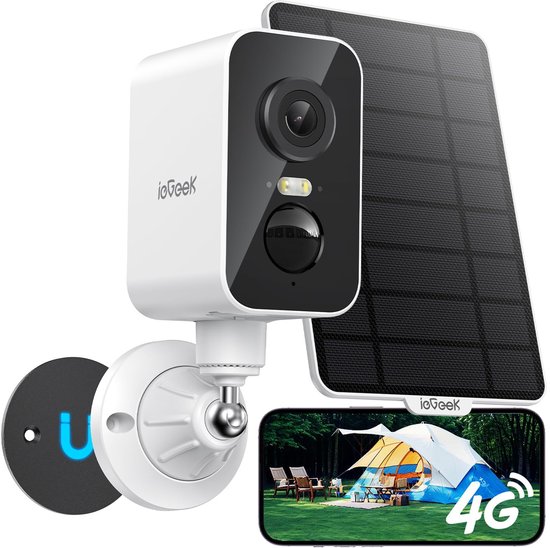 ieGeek - 4G Solar Buiten Camera met Nachtzicht en Zonnepaneel - Geen Wifi Nodig - Beveiligingscamera Draadloos Buiten - Stalcamera - Securitycamera - Magnetische Bevestiging - incl. SIM kaart