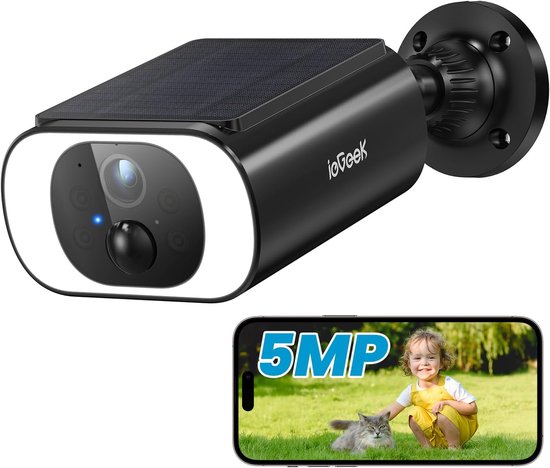 ieGeek 5MP draadloze beveiligingscamera - ingebouwd zonnepaneel - CCTV-camerasysteem op batterijen - nachtzicht in kleur - bewegingsdetectie van ieGeek