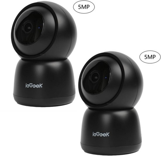 ieGeek Beveiligingscamera binnen - 5MP Ultra HD - Huisdiercamera met app - Beveiligingscamera's - Wifi Camera APP - Volgt beweging en geluidsdetectie - Bewakingscamera - 2.4/5 GHz - 2 Stuks - Zwart van Merkloos