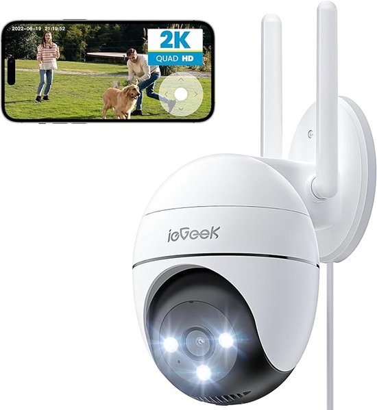 ieGeek Beveiligingscamera Buiten - 2K HD - Buiten Camera Met Nachtzicht - Buitencamera - Bewakingscamera voor Buiten - Met WiFi en APP van ieGeek