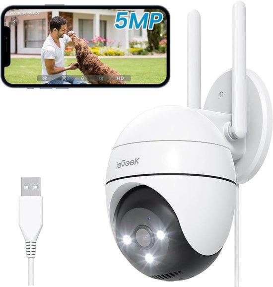 ieGeek Beveiligingscamera Buiten – 5MP - Buiten Camera Met Nachtzicht – Buitencamera - Bewakingscamera voor Buiten- Met WiFi en APP van Merkloos