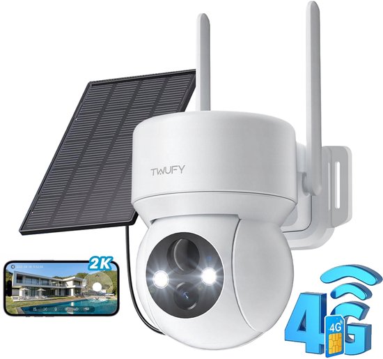 ieGeek Beveiligingscamera Draadloos Buiten – 2K 3MP FULL HD - Camerabewaking - Bewakingscamera Voor Buiten - Buitencamera - Buiten Camera Met Nachtzicht - Oplaadbaar - 3W Zonnepaneel - WIT van Merkloos