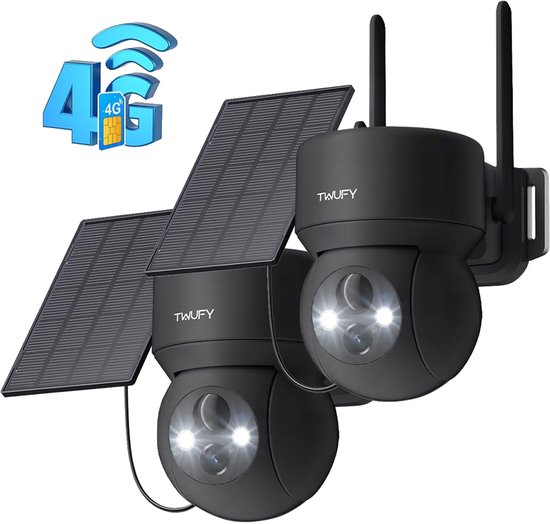 ieGeek Beveiligingscamera Draadloos Buiten - 2K 3MP FULL HD - Camerabewaking - Bewakingscamera Voor Buiten - Buitencamera - Buiten Camera Met Nachtzicht - Oplaadbaar - 3W Zonnepaneel - Zwart - 2 stuks van ieGeek