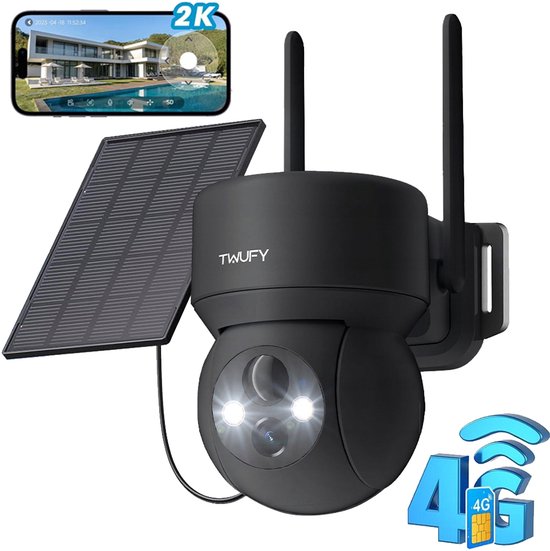 ieGeek Beveiligingscamera Draadloos Buiten - 2K 3MP FULL HD - Camerabewaking - Bewakingscamera Voor Buiten - Buitencamera - Buiten Camera Met Nachtzicht - Oplaadbaar - 3W Zonnepaneel - Zwart