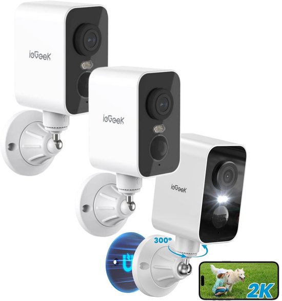 ieGeek Beveiligingscamera Draadloos Buiten – 2K HD 3MP - Bewakingscamera Voor Buiten/Binnen - Buitencamera - Buiten Camera Met Nachtzicht - Security Camera - Magnetische Bevestiging - Met WiFi en APP - 3 Stuks