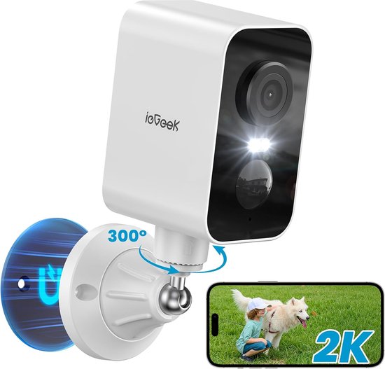 ieGeek Beveiligingscamera Draadloos Buiten – 2K HD 3MP - Bewakingscamera Voor Buiten/Binnen - Buitencamera - Buiten Camera Met Nachtzicht - Security Camera - Magnetische Bevestiging - Met WiFi en APP van Merkloos