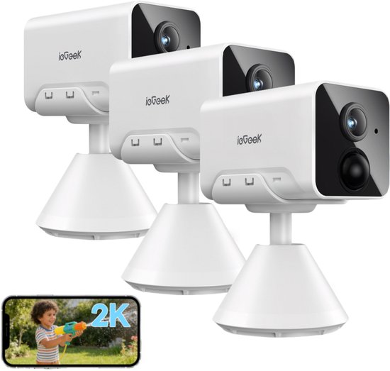 ieGeek Bewakingscamera voor Binnen met Accu - Bewakingscamera voor Binnen - Wifi-IP-Camera - Draadloze Bewakingscamera met Nachtzicht - PIR-Bewegingsdetectie - Tweeweg-Audio - Cloud/Geheugenkaart - mit 32G Karrt - 3Stuks