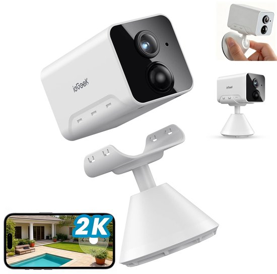 ieGeek Bewakingscamera voor Binnen met Accu - Bewakingscamera voor Binnen - Wifi-IP-Camera - Draadloze Bewakingscamera met Nachtzicht - PIR-Bewegingsdetectie - Tweeweg-Audio - Cloud/Geheugenkaart - mit 32G Karrt van Merkloos