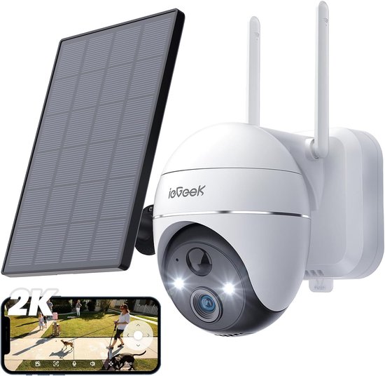 ieGeek Buitencamera Zonne - energie - Draadloze Solar Beveiligingscamera met Bewegingsdetectie - WIFI & Night Vision - Outdoor Security Camera van ieGeek