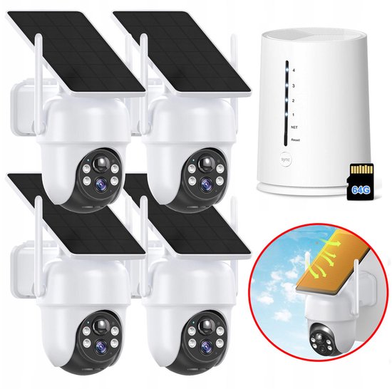 ieGeek Buitencamera's, 4 Pack met HomeBase – Outdoorcam 4MP set - 4K Ultra HD-resolutie, geïntegreerd zonnepaneel, compatibel met Apple HomeKit, Alexa en Google Assistant - Wit van Merkloos