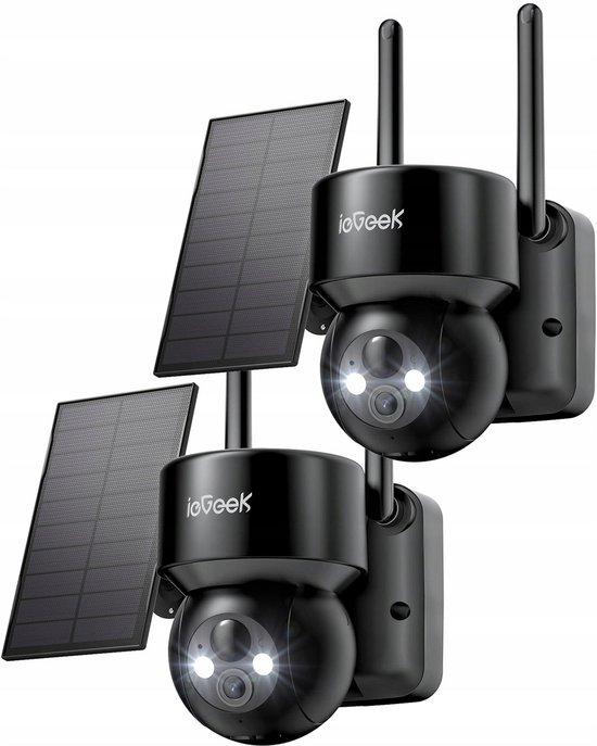 ieGeek Draadloze wifi-bewakingscamera voor buiten - 2K 360° PTZ zonnecamera en batterijen - nachtzicht - kleur - menselijke detectie - buitencamera - bidirectionele audio van Merkloos
