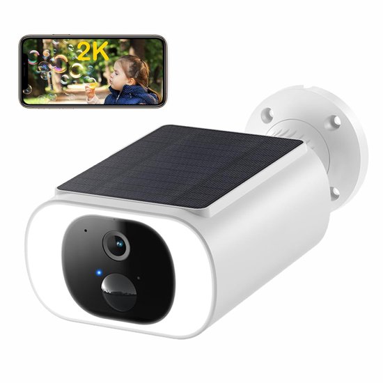 ieGeek S1 2K 3MP Buiten Bewakingscamera Batterij Wi-Fi, HD Draadloze Bewakingscamera met Zonnepaneel, PIR Bewegingsdetectie en Alarm, Kleuren Nachtzicht, Ondersteund door Alexa, 2-Weg Audio van Merkloos
