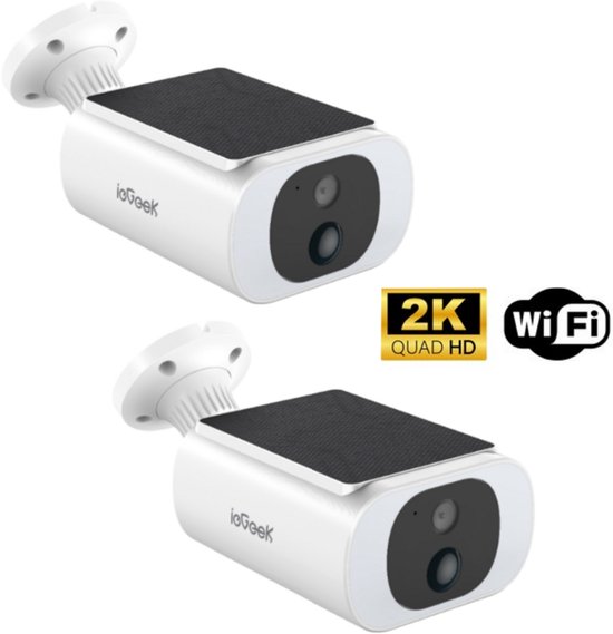 ieGeek S1 Pro Solar Camera - Draadloze Beveiligingscamera voor Buiten - Buiten Camera met Zonnepaneel - Bewakingscamera voor Buiten - 2Stuks - Beveiligingscamera Buiten - 5MP Ultra HD - Met Wifi en App - Wit van Merkloos