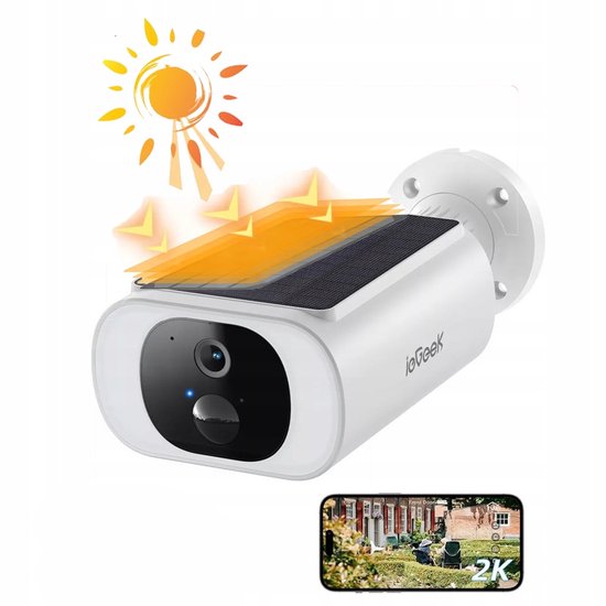 ieGeek S1 zonnebeveiligingscamera - 2K draadloze buitencamera - met Zonnepaneel - PIR Bewegingsdetectie en Alarm - Kleuren Nachtzicht - Ondersteund door Alexa - 2-Weg Audio van ieGeek