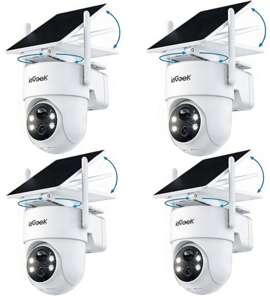 ieGeek Security Solo Camera S5 - Draadloze Beveiligingscamera voor Buiten - 2K HD-resolutie - 360° Pan & 90° Tilt - AI Auto Lock en Tracking - Zonne-energie - Geen Abonnementskosten - 4 Stuks van Merkloos
