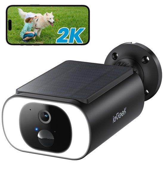 ieGeek Solar Camera - Draadloze Beveiligingscamera voor Buiten - Buiten Camera met Zonnepaneel - Bewakingscamera voor Buiten - Beveiligingscamera Buiten - 2K Ultra HD - Met Wifi en App van Merkloos