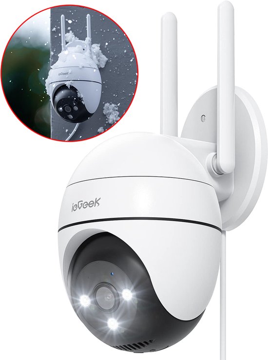 ieGeek ZS-GQ4 Beveiligingscamera Buiten – 3K HD 5MP - Buiten Camera Met Nachtzicht – Buitencamera - Bewakingscamera voor Buiten- Met WiFi en APP - 360° horizontaal & 130° verticaal - Wit van Merkloos