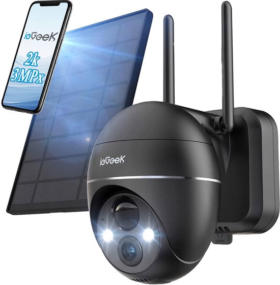 ieGeek ZS-GX1S Beveiligingscamera Buiten 2K 3MP - PTZ Bewakingscamera Buiten Draadloos - CCTV IP Security Camera Outdoor met - met Zonnepaneel - 355°/90° Draaien - Humanoïde Bewegingsdetectie Tracking van Merkloos