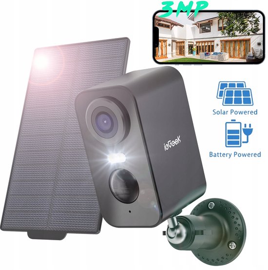 ieGeek ZS-GX3S 2K Beveiligingscamera - draadloos buiten met zonnepaneelcamera's - CCTV-camera met kleurennachtzicht - 2-weg gesprek - PIR menselijke detectie van ieGeek