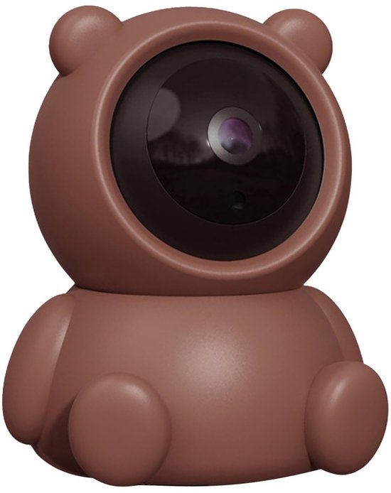 Igoods Beveiligingscamera - Wifi Camera - Babycamera - Camera Binnen - Draadloos - Teddybeer - HD Kwaliteit - 360° - Bellen Optie - met App - Bruin van Igoods