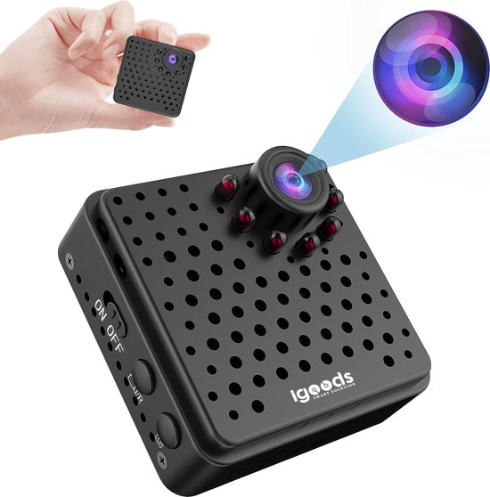 Igoods HD Beveiligingscamera - Mini Camera - Verborgen Spy Camera - App voor Telefoon - Nachtvisie & Alarmfunctie - 1080P