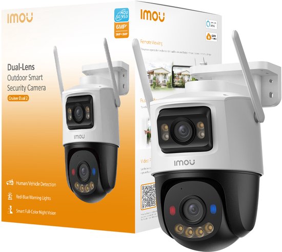 IMOU Cruiser Dual 2 6MP Buiten Beveiligingscamera - Dual-Lens WiFi IP Camera - 360° Pan & Tilt - AI Persoons- & Voertuigdetectie - Full Color Nachtzicht - WiFi 6 van Imou