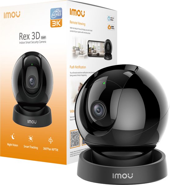 Imou Rex 3D - Beveiligingscamera - 3K beeldkwaliteit - Kantelen en Draaien - 0°-355° draaien en 0°-90° kantelen - Nauwkeurige detectie van personen en huisdieren - 0.6 seconden een notificatie bij een gebeurtenis - Ingebouwde luidspreker En Microfoon van Imou