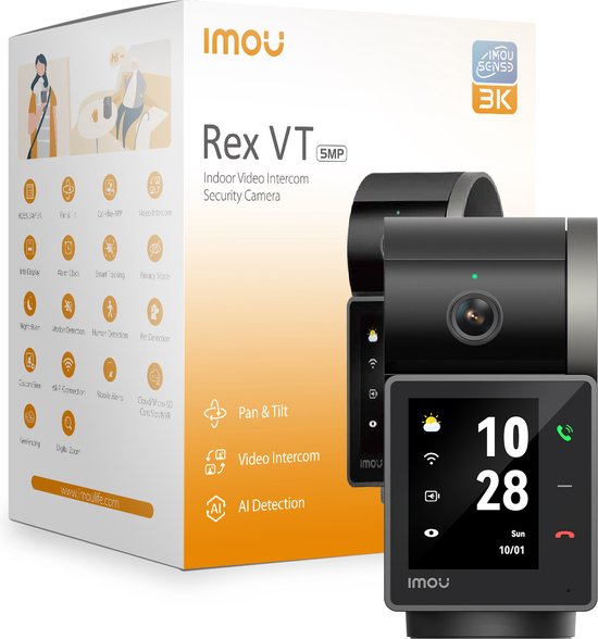 Imou Rex VT Pro - 3K QHD Beeld - Panoramisch Draaien En Kantelen - Persoonsdetectie - Slim Volgen - Abnormaal Geluidsalarm - Videogesprek - Geïntegreerde Back-Upbatterij van Imou