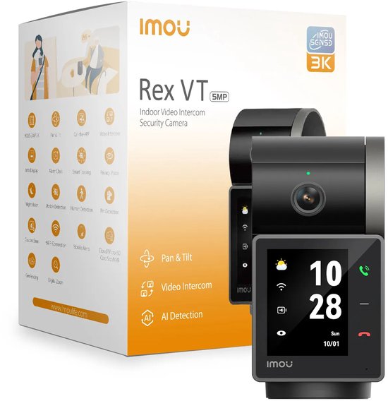 Imou Rex VT Pro - 3K QHD Beeld - Panoramisch Draaien En Kantelen - Persoonsdetectie - Slim Volgen - Abnormaal Geluidsalarm - Videogesprek - Geïntegreerde Back-Upbatterij