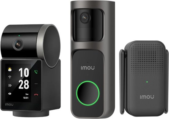 Imou Rex VT Pro - 3K QHD Beeld - Panoramisch Draaien En Kantelen - Persoonsdetectie + Slimme Draadloze Video Deurbel 2S Kit - - 2K QHD - 5000mAh Batterij - USB-C Snelladen - 166° Graden Gezichtsveld - Weerbestendig - Chime En Wifi Versterker + van Imou