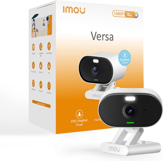 Imou Versa - Beveiligingscamera - Geschikt Voor Binnen En Buiten (IP65) - Snelle en Eenvoudige montage - Persoonsdetectie - tweeweg gesprek- Kleuren nachtzicht - Ingebouwde spotlight - 110dB sirene - Compact & Flexibel - Baby monitor - 114° zicht van Imou