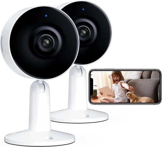 Indoor Beveiligingscamera 2-Pack - 1080p HD Baby- en Huisdier Monitor met Nachtzicht, 2-Weg Audio, Beweging/Geluid Detectie van Merkloos