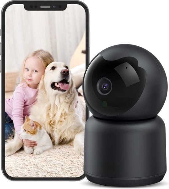 Intelectro Beveiligingscamera - 24/7 Full HD Smart WiFi Beveiligingscamera met Krachtige Nachtvisie en Instant Alerts - Bewegingsdetectie - Werkt met App - 360° Pan & 120° Tilt - 2-Weg Audio - Zwart - Levering Sneller dan Aangegeven!