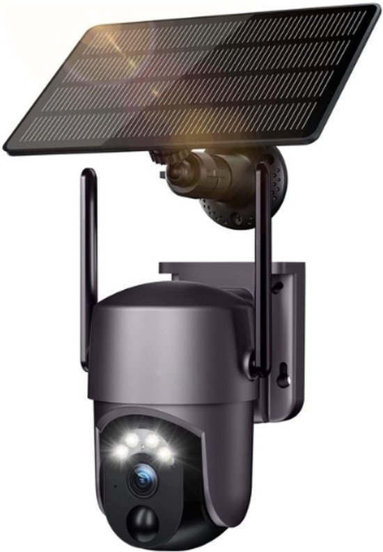 Intelectro Beveiligingscamera - Bescherm uw Eigendom met Intelectro's Solar-Aangedreven Draadloze Buitencamera - AI Technologie - 2K Full HD - Nachtvisie in Kleur - Bewegingsdetectie met Alert - 2 Weg Audio - Zwart - Levering Sneller dan Aangegeven! van Intelectro
