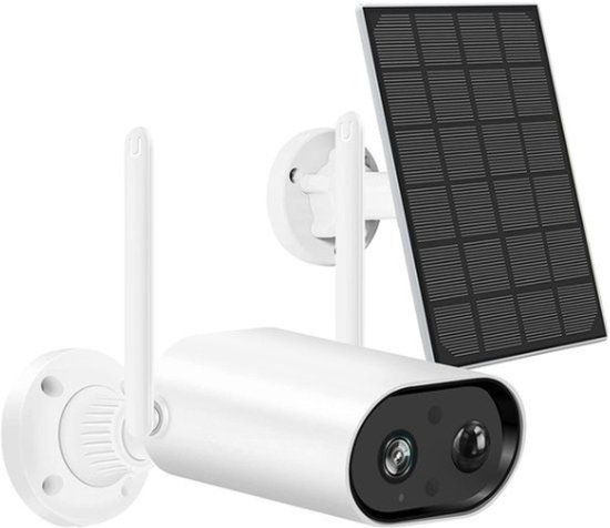 Intelectro Beveiligingscamera met Zonnepaneel - Houd 24/7 een Oogje in het Zeil en Bescherm je Eigendom - Volledig Draadloos - 2K Full HD - Nachtzicht - Bewegingsdetectie met Alert - Twee Weg Audio - Wit - Levering Sneller dan Aangegeven! van Intelectro