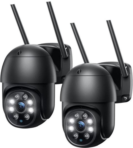 Intelectro Beveiligingscamera Set - Uw Ultieme Bewakingsoplossing voor een Veiligere Toekomst - WiFi IP Camera - Automatische Tracking - Persoon Detectie - Nachtvisie in Kleur - IP66 Waterdicht - 2 stuks - Zwart - Levering Sneller dan Aangegeven! van Intelectro
