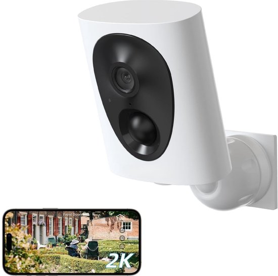 Intelectro Beveiligingscamera - Uw Betrouwbare Partner in Veiligheid, Dag en Nacht - 1080P Full HD Camera - Ingebouwde Nachtkijker - Werkt 1-3 Maanden op Accu - 2 Weg Audio - AI Bewegingsdetectie - Wit - Levering Sneller dan Aangegeven! van Intelectro