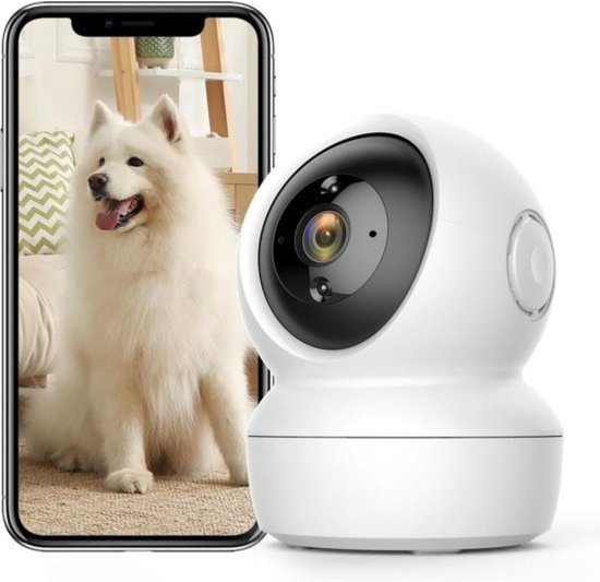 Intelectro Huisdiercamera - Houd je Huis, Huisdieren en Baby Veilig met Onze Camera - 1080P & 360° Dekking - 2-Way Audio - IR Nachtzicht - Bewegingsdetectie - MicroSD Slot - Wit - Levering Sneller dan Aangegeven! van Merkloos