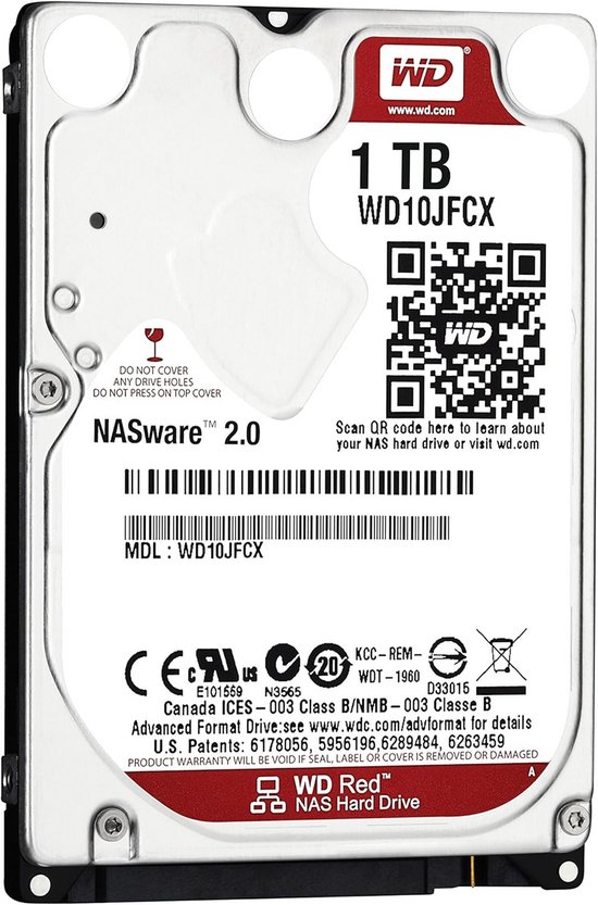 Interne Harde Schijf 1TB 5400rpm 2.5 inch SATA III voor NAS van Merkloos